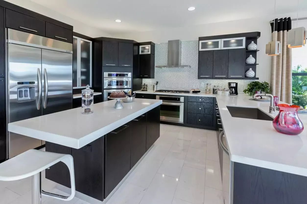 Pair Black Cabinets with Stainless Steel Appliances - Black Kitchen Cabinetry