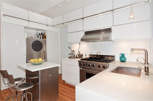Small Kitchen Design Idea No.6-Roll up to your cabinets