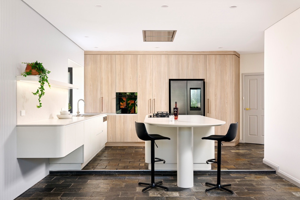 Japandi Interior with Curves and Cladding by Western Cabinets