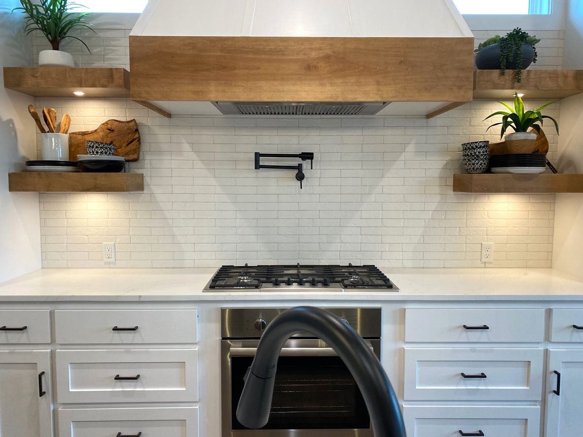 Modern Farmhouse Kitchen Open Shelving