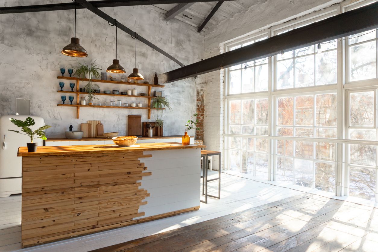 Modern Farmhouse Kitchen with Plants Butcherblock