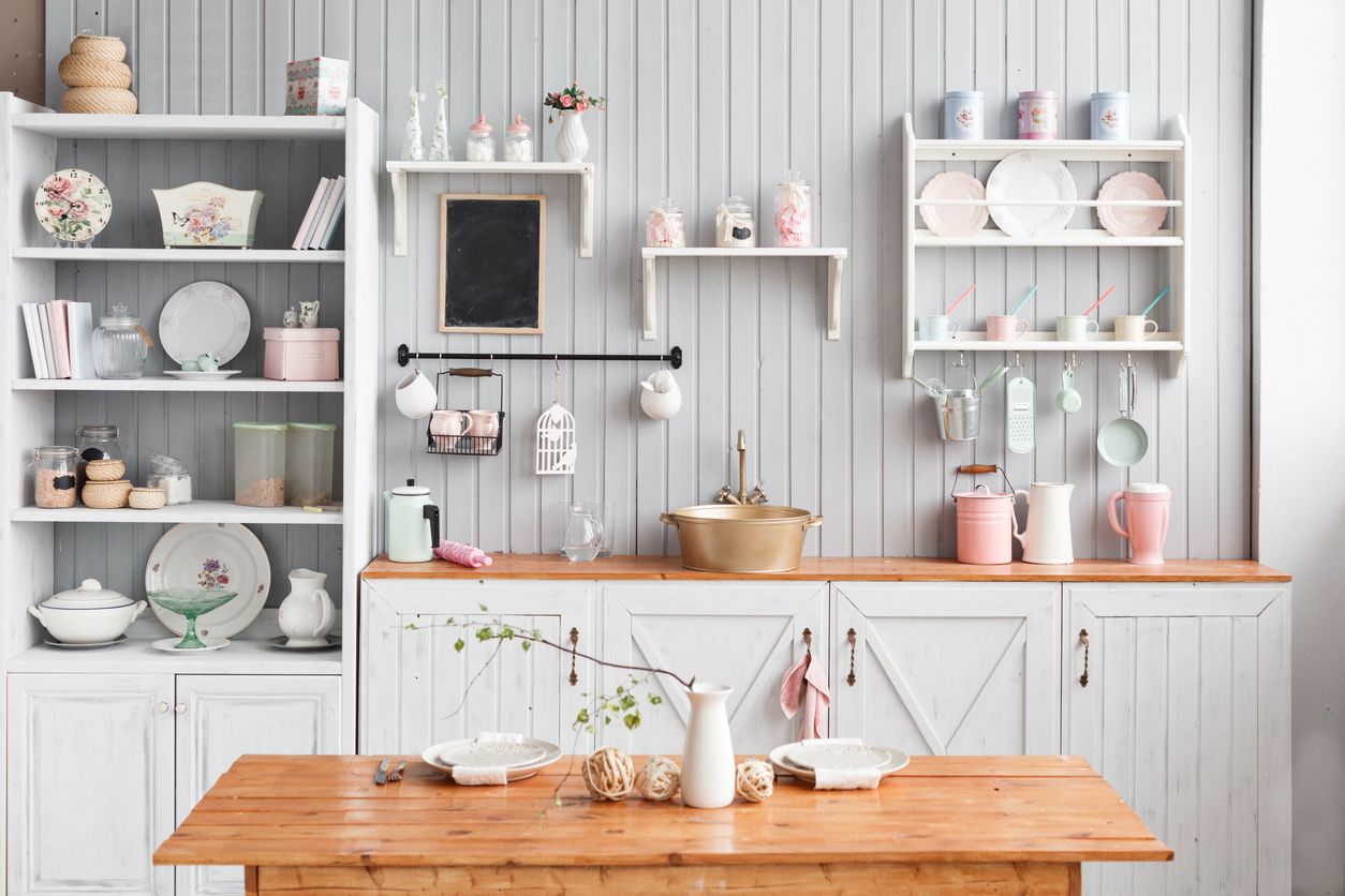 Modern Farmhouse Kitchen with open shelving