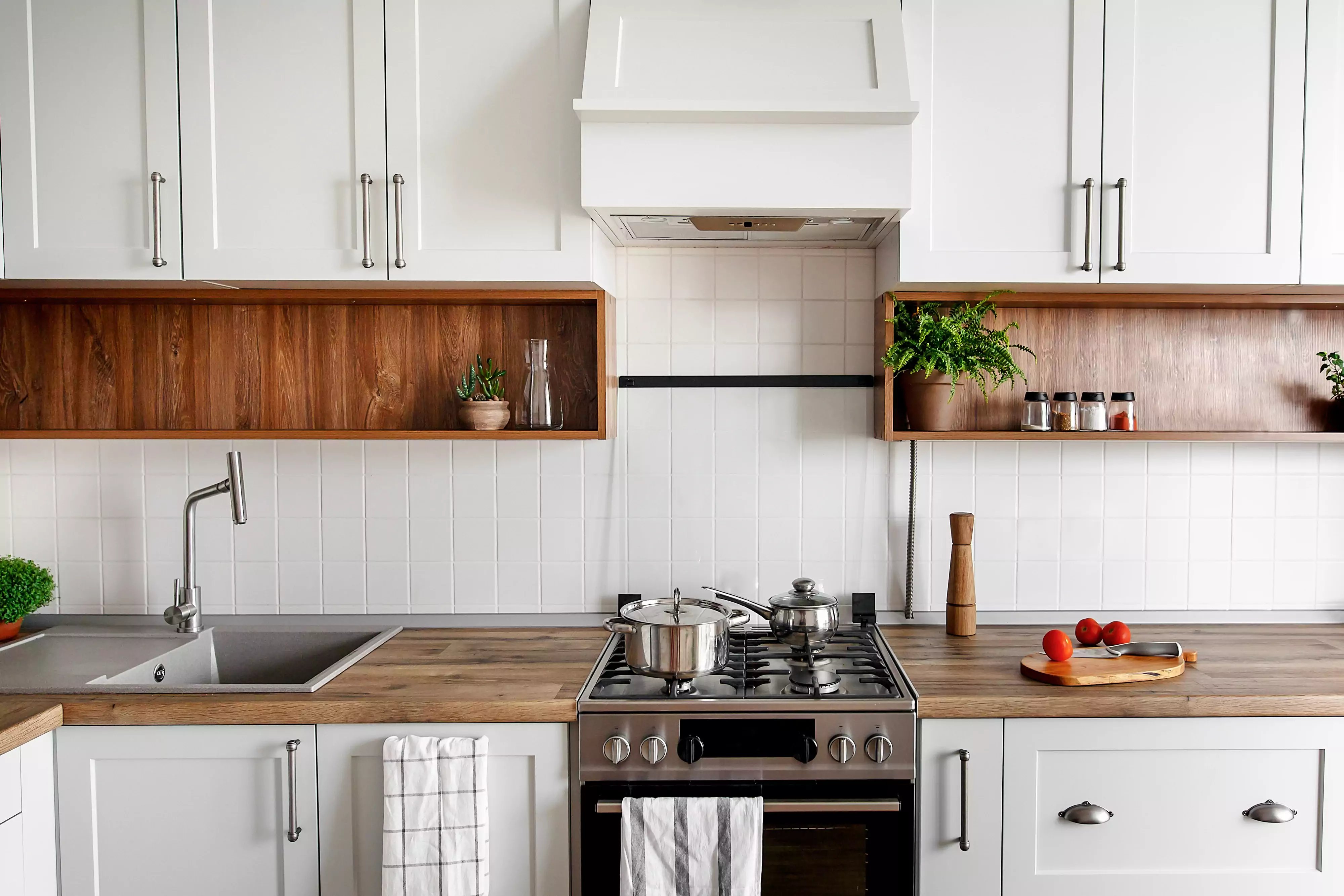 Create an Upscale Cooking Space With Shaker Cabinets: Get the right hardware.