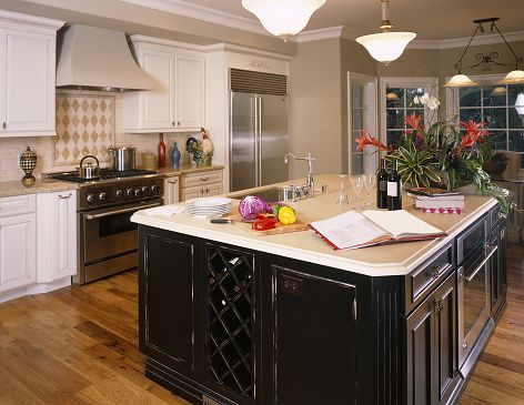 French Country Kitchen - White Kitchen Cabinets
