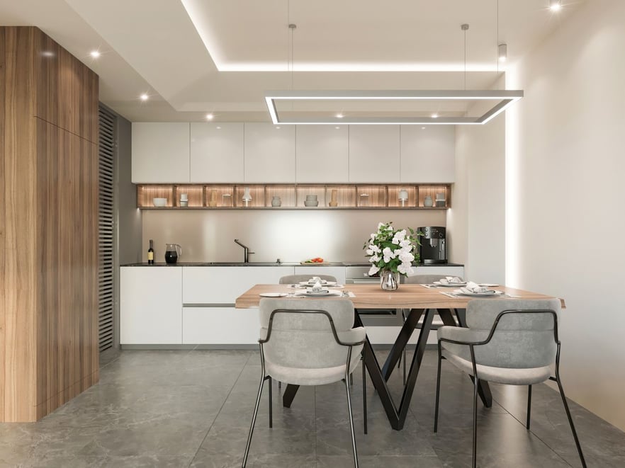 Concrete Floors in Modern Kitchen