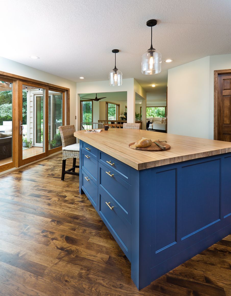  White stones or light wood countertop- Blue Kitchen Cabinets - An Extraordinary Trending Design!