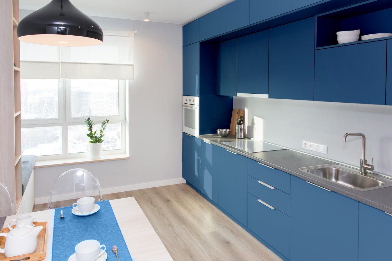 Beautiful blue kitchen cabinetry