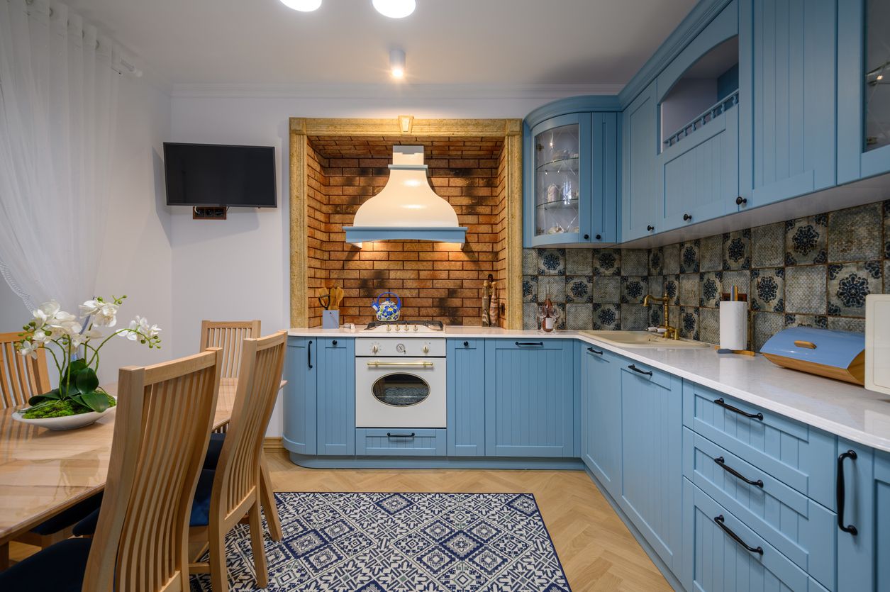  Loving the Lights - Blue Kitchen Cabinets - An Extraordinary Trending Design!