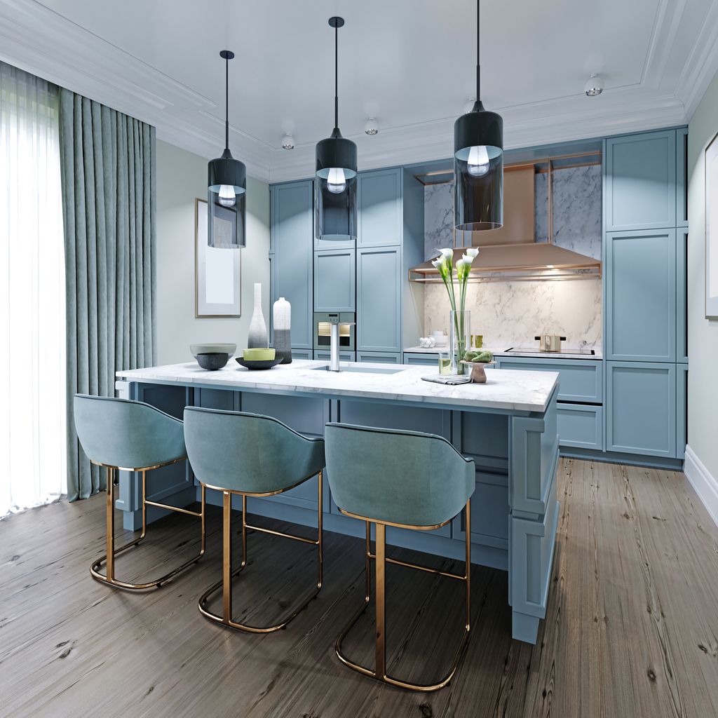  Blue Kitchen Cabinet Ideas For You - Lights to Go with the Blues