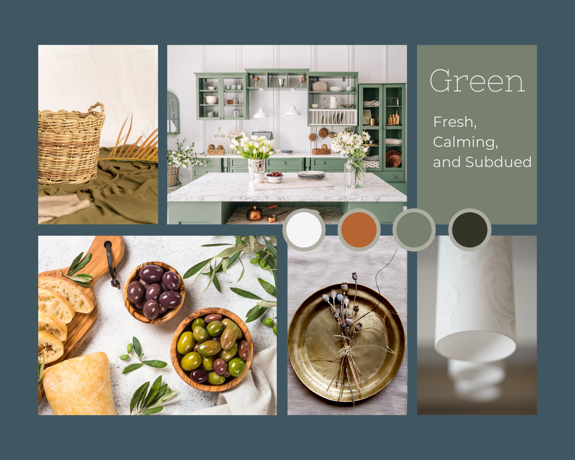 Green – Fresh, Calming, and Subdued