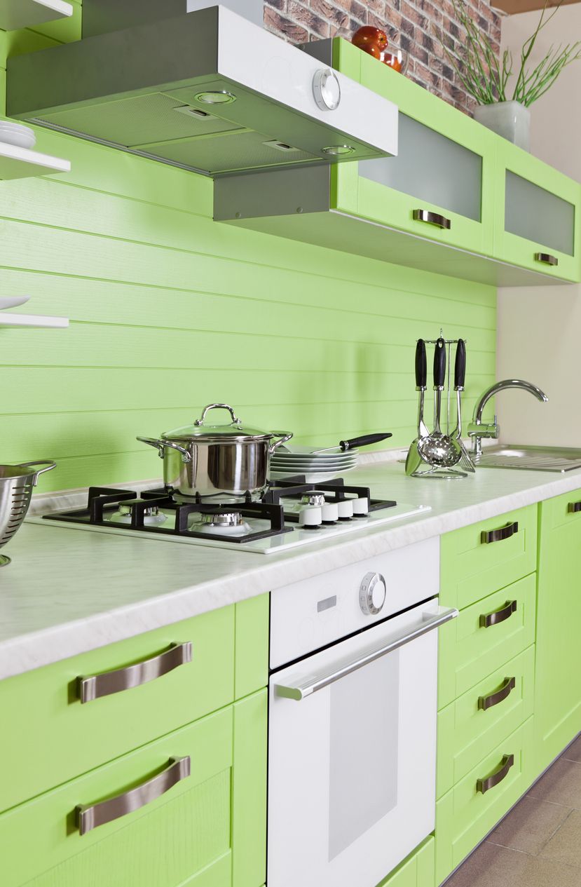 White Appliances- Appliances For Your Green Kitchen Cabinets
