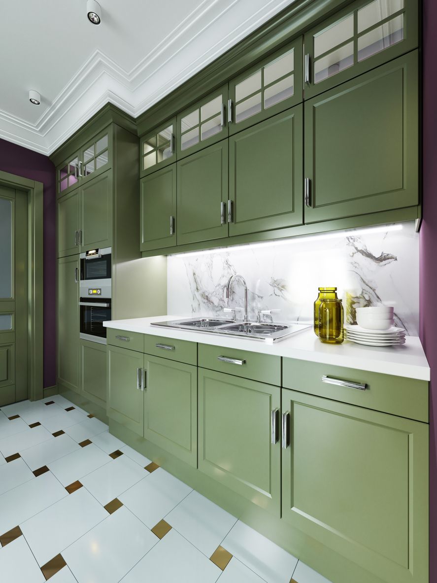 Add Working Lights to your Green Cabinets - 10 Cool and Fabulous Green Kitchen Ideas
