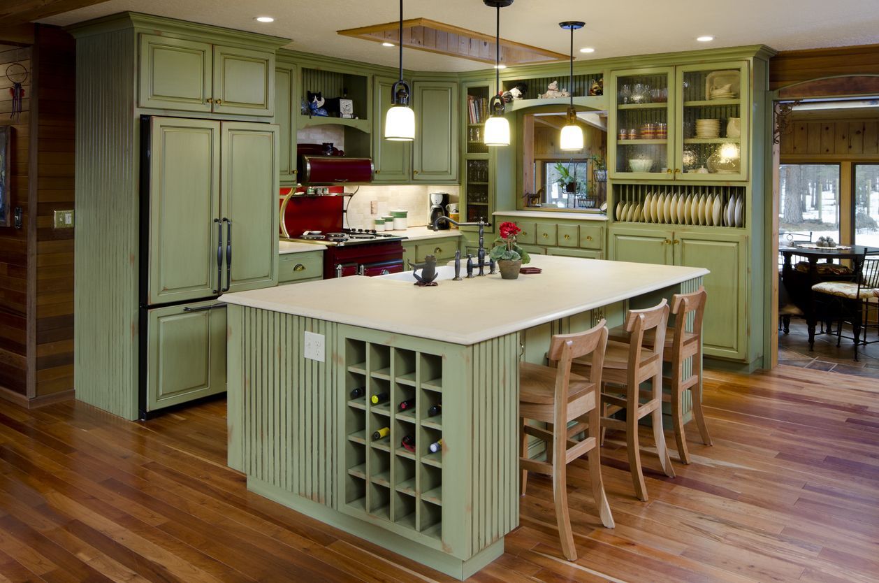 Soft Green Cabinets-The Different Shades of Green Kitchens