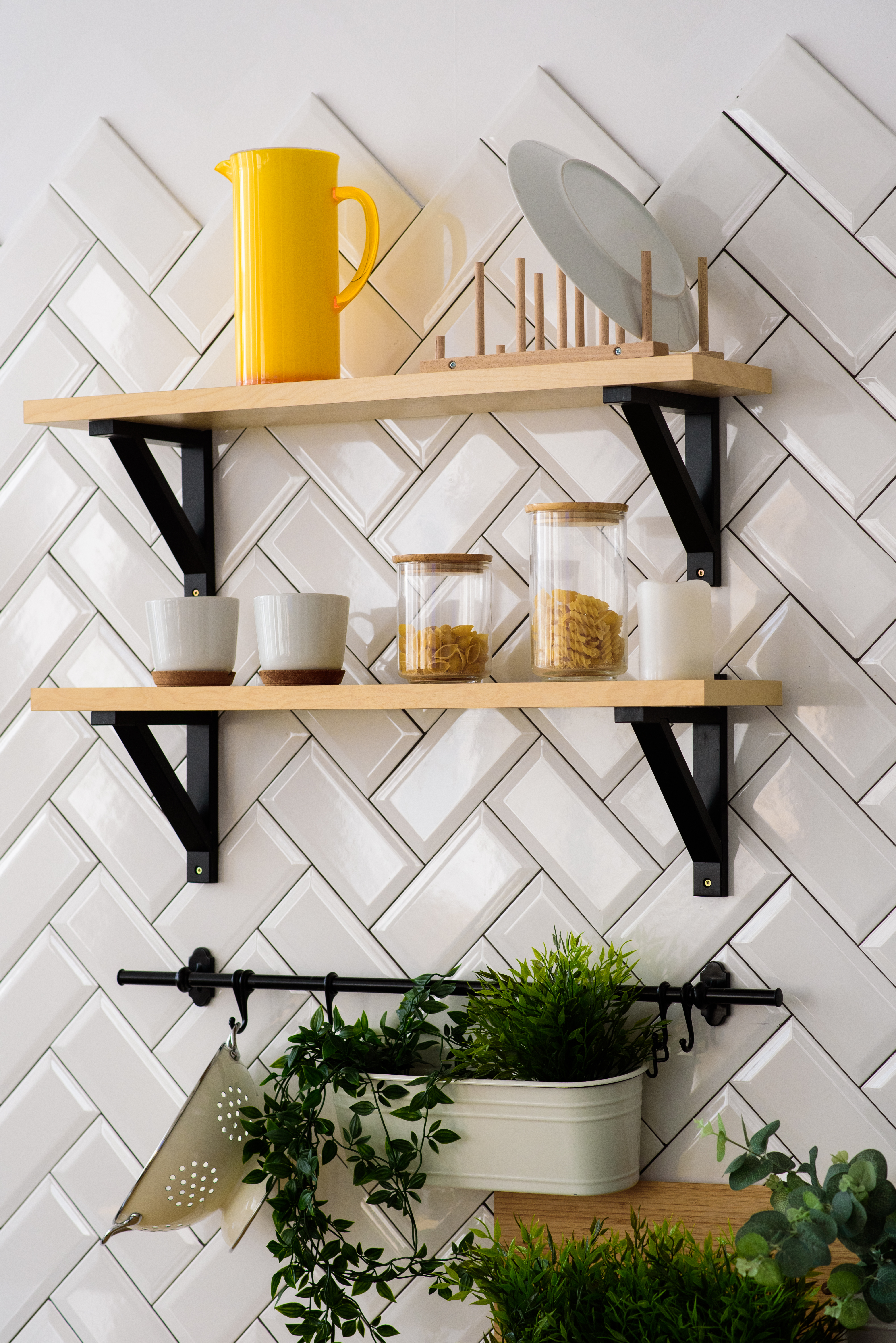 3. Hang pots and pans from a pot rack to save space.